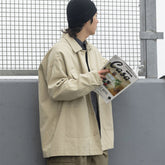 Unisex Jacket Vintage Workwear with Pocket Jacket Men Baggy Coat